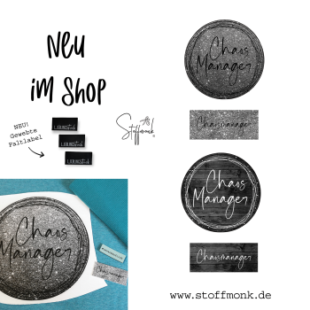 Patch / Aufnäher  - "Chaos Manager" - rund - Holzoptik schwarz